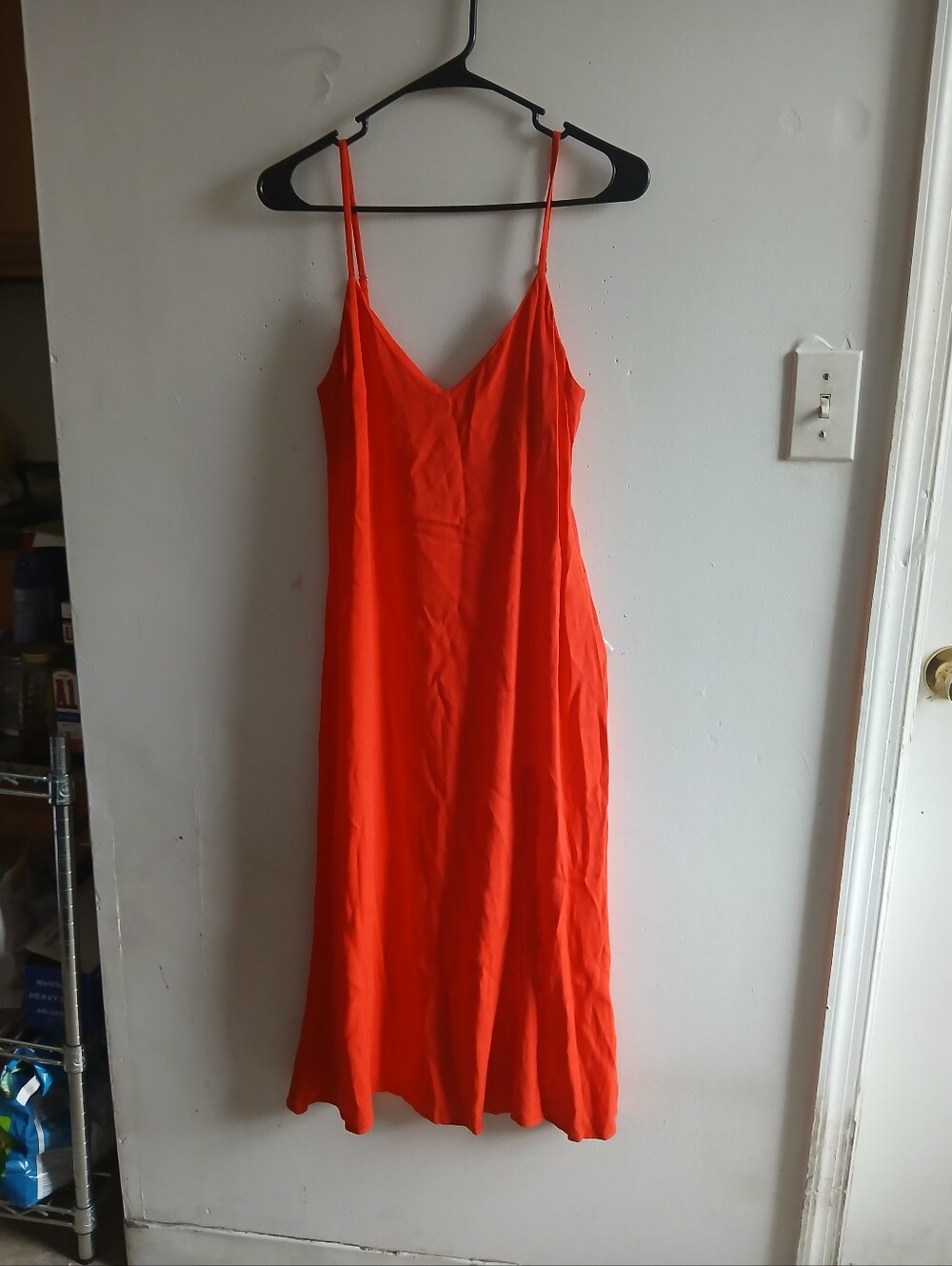 Reformation Vibrant Orange Slip Midi Dress